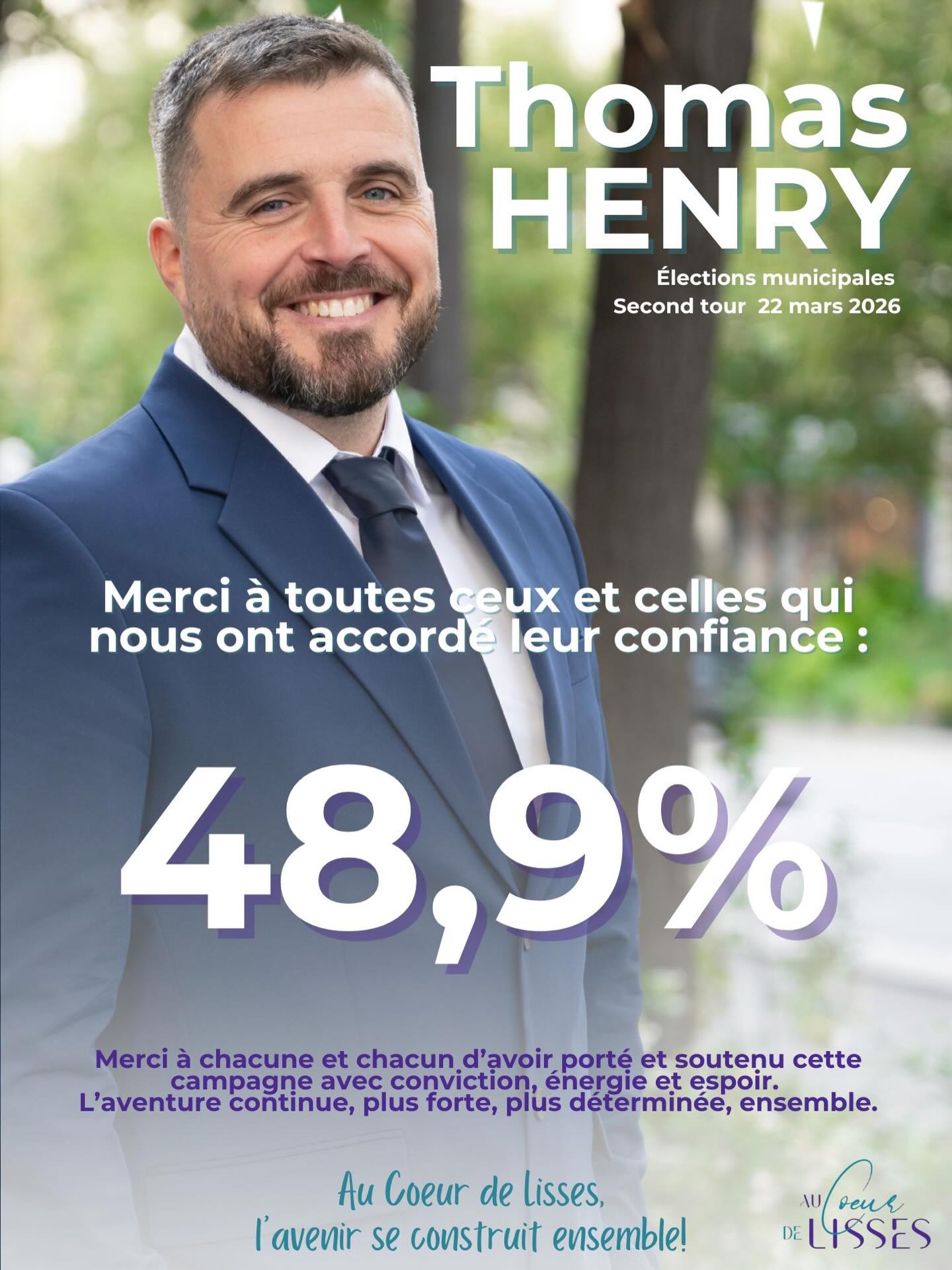 Thomas Henry – Remerciements – 48,9% au second tour